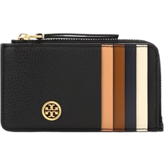 Tory Burch Robinson Pebbled Top Zip Card Case - Black