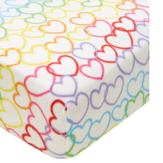 Catherine Lansfield Rainbow Hearts Cosy Fleece Fitted Sheet 35.4x74.8"