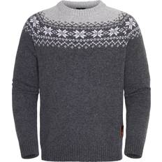 Gridarmor Men's Snøkrystall Round Neck Ullgenser Dark Grey/Light Grey/White