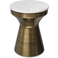 Marble Small Tables Simpli Home Raquel Modern 14 Inch Wide Metal Side in White/Antique Brass Small Table