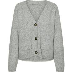 Women - XS Cardigans Vero Moda Vmboom Knit Cardigan - Grey/Light Grey Melange