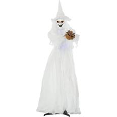 Party Supplies OutSunny Party Decorations Witch Holding Pumpkin Head White