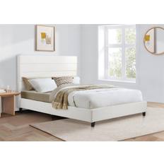 Birlea King Size Bed Frame White Boucle Lucas Fabric 5 Ft 150 cm
