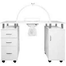 MonsterShop Professional Manicure Table & LED Half Moon Lamp - White