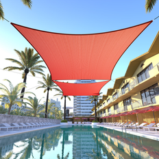 Awnings on sale ColourTree Rectangle Sun Shade Sail HDPE Mesh Fabric Screen Canopy UV Block 190 GSM - Red