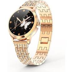 HGO Smart Watch Women IP68 Waterproof DIY Face 2.5D Round Gold