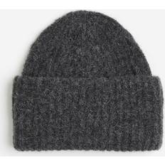 H&M Men Headgear H&M Rib-Knit Beanie Gray ONESIZE