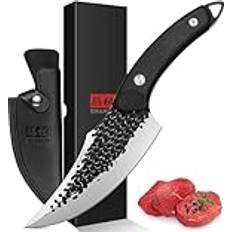 SHAN ZU Chef's Knife Handsmidda Köksknivar Med Läderblad – Svart Kockkniv