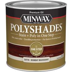 Minwax PolyShades Semi-Transparent Satin & Gloss Oil-Based Stain Polyurethane Finish – ½ Pint Bombay Mahogany