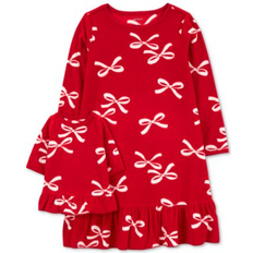 Polyester Nightgowns Children's Clothing Carter's Toddler Girls Crew Neck Long Sleeve Nightgown, 2t, Red 2t