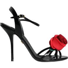 Dolce & Gabbana Sandalias de tacón Dolce & Gabbana Svart skinn rose ankelstropp sandaler Black