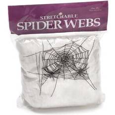 Halloween Skeletons Shatchi 4pk Halloween Spider Web with 4 Spiders Stretchable White Cobweb Decoration One Size