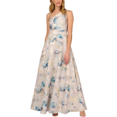 Adrianna Papell One Shoulder Floral Jacquard Ball Gown - Blue/Multi