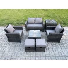 Garden & Outdoor Furniture Fimous Sofa with Armchair Square Coffee Table Dark Grey Outdoor Lounge Set