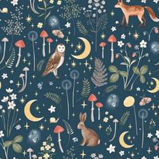 Muriva Blue Wallpapers Muriva Catherine Lansfield Enchanted Twilight Navy Wallpaper Flowers Animal Print