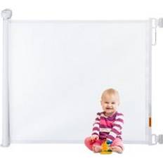 Relaxdays Extendable Stair Gate, Opening Width 70 180 cm, WallMounted, for Children & Pets, Door Safety Mesh, White