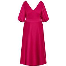 City Chic Lula Dress Plus Size - Lipstick Pink