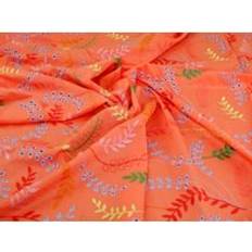 Orange Fabrics Minerva Embroidered Cotton Lawn Coral Fabrics Orange (91.4x)