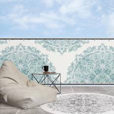 Screenings Balkon Sichtschutz Mandala Aquarell Ornament Halbkreis Türkis