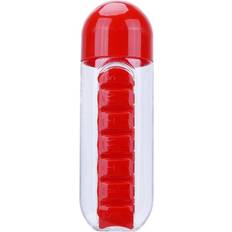HCSC Red 2 in 1 Pill Box Water Bottle Portable Travel Pill Box Bottle Pill Storage Box Medicine Pill Box Drinking Bottle for Carrying