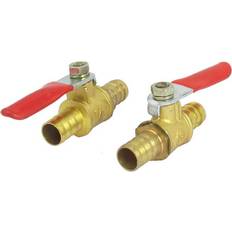 Uxcell 10mm barb outer diameter tail red lever handle brass gas ball valve 2pcs