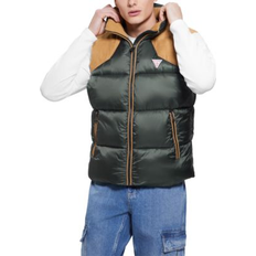 Guess Vests Guess Men's Fabric Block Puffer Vest Olive Morning Multi