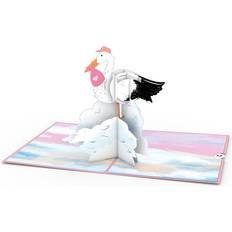 Black Cards & Invitations Lovepop Congrats Stork Baby Card Girl Pink Stork Card