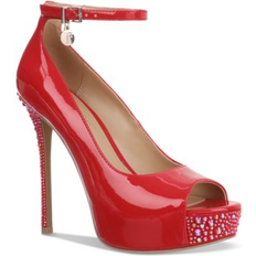 Thalia Sodi Women's Libbie Embellished Ankle-Strap Platform Dress Pumps Red Pat 10.5M