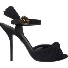 34 ½ Sandaler med hæl Dolce & Gabbana Black Suede Heels Sandals Shoes Black