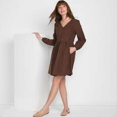 Corduroy Dresses Lands' End Women's Pinwale Cord V Neck Dress Allspice XLarge