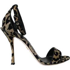 Dolce & Gabbana Multicolored Slippers & Sandals Dolce & Gabbana Gold Leopard Lurex High Heel Sandals Shoes EU39/US8.5