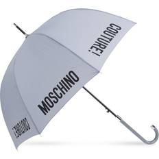 Moschino logo-print crook-handle umbrella unisex Polyester One Size Grey