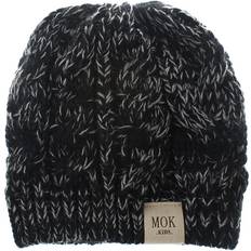 Grandado Girl's Ponytail Letter Knit Barn Winter Hat - Black/Gray Mix