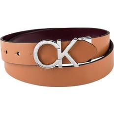 Accessories Calvin Klein Women's Two-in-one Reversible Ck Monogram Plaque Buckle, Tan/Red