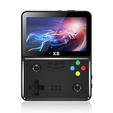 Black Game Consoles Melitt WuLinshop X8 Retro Game Console 4inch IPS Screen Handheld Player Black