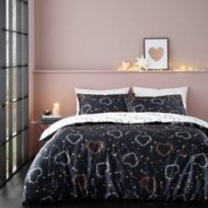 Bedding set Catherine Lansfield Cosmic Hearts And Stars Bedding Set Duvet Cover Black