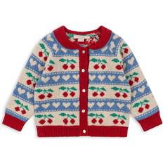 9-12M - Jungen Strickpullover Konges Sløjd Belou Knit Cardigan - Cherry Stripe (KS101424)