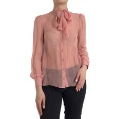 Women - XXXS Blouses Dolce & Gabbana Pink Long Sleeves Ascot Collar Top Blouse IT36