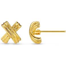 Orelia Gull Linear Cross Stud Øredobber Smykker Yellow ONE