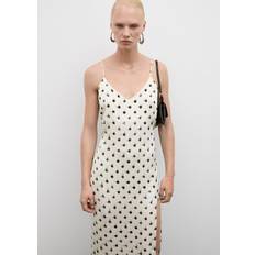 Midi Dresses - Natural Mango Azar Brushed Polka Dot Slip Dress, Ivory/Black