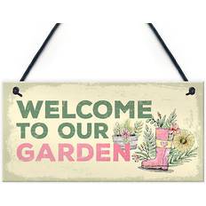 Welcome To Our Garden Shabby Chic Shed Summer House Sign