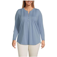 Lands' End 3XL Blouses Lands' End Plus Long Sleeve Lattice Pintuck Tunic