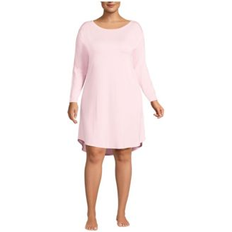 Nightgowns Lands' End Plus Cooling Long Sleeve Knee Length Sleepshirt Nightgown Pink fog 3X