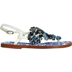 Dolce & Gabbana Multicolored Slippers & Sandals Dolce & Gabbana Multicolor Leather Crystals Flats Sandals Shoes EU36/US5.5