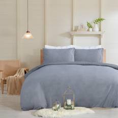 Sleepdown Embossed Seersucker Duvet Cover Grey (200x200cm)