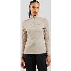 Beige - Træningstøj Toppe svedundertøj Odlo Women's Mid Layer 1/2 Zip Essential Ceramiwarm Funktionsshirt grå