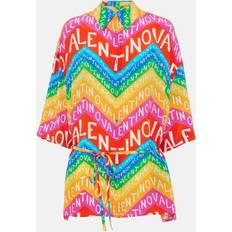 Valentino Multifärgade Klänningar Valentino Logo silk shirt dress