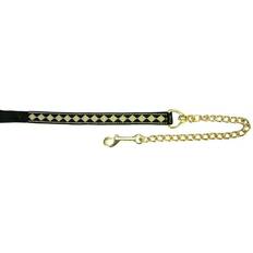 Gold Horse Leads Nylon Diamond Pattern Lead Black/Gold Universal