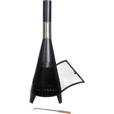 KCT Contemporary Chiminea - Outdoor Fire Pit With Chimney And Poker - One Size