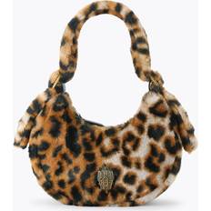 Fur Handbags Kurt Geiger London Small Kensington Puff Hobo Bag Leopard Faux Fur Hobo Bag BROWN No Size